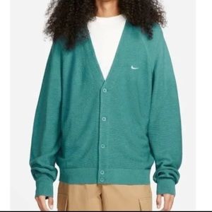 NWT Nike SB Skate Board Teal V-Neck Cardigan Button Sweater
